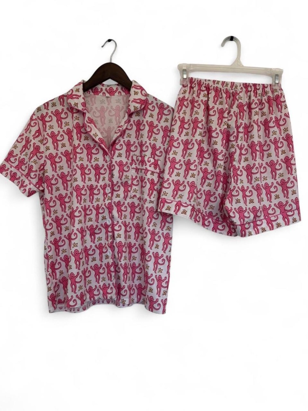 Monkey Print Polo Pajama Matching Set Shirt Shorts Medium Roller Rabbit Dupe